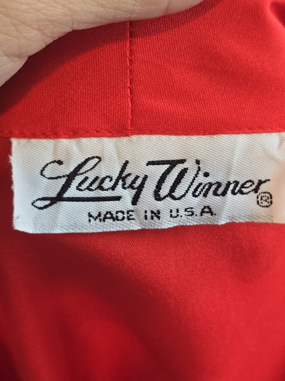 Authentic 1960s–1970s Vintage Red Lavallière collar Blouse